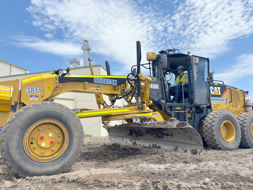 Newcastle Airport Interim CEO Andrew Warrender on site breaking gound for the start of airfield reconfiguration works.