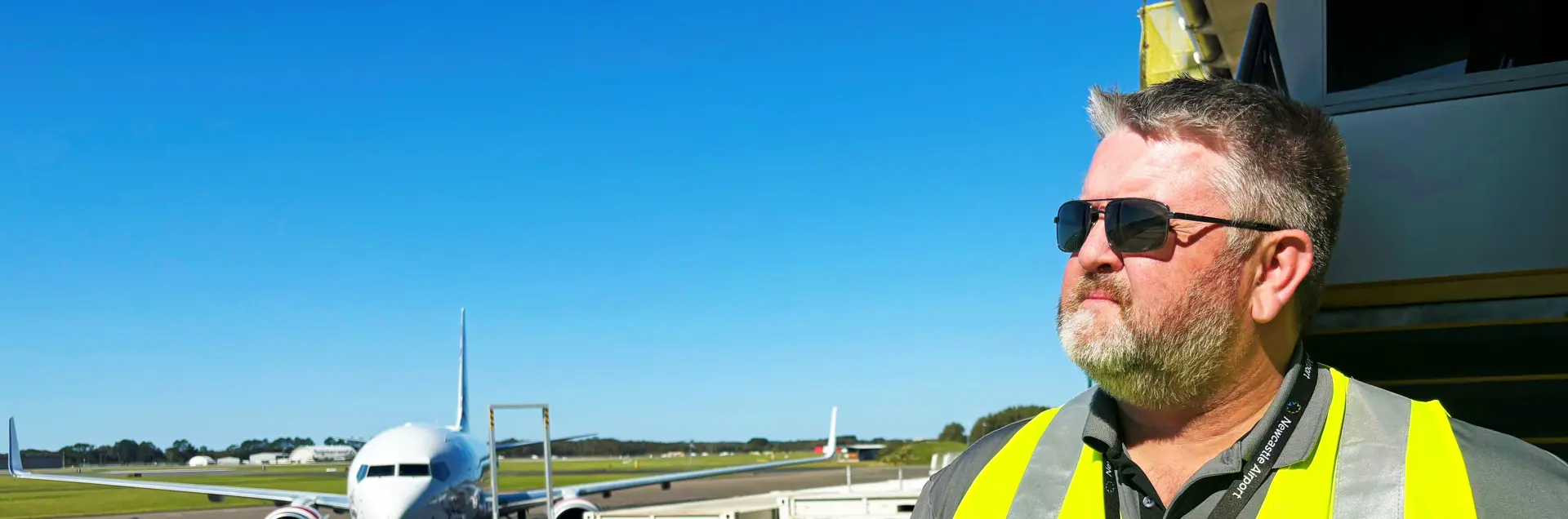 Paul McFarlane overlooking Newcastle Airport apron