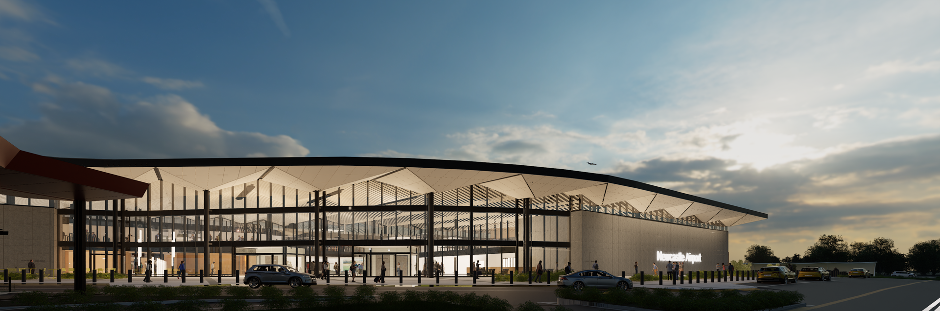 Render of the new Newcastle Airport international terminal