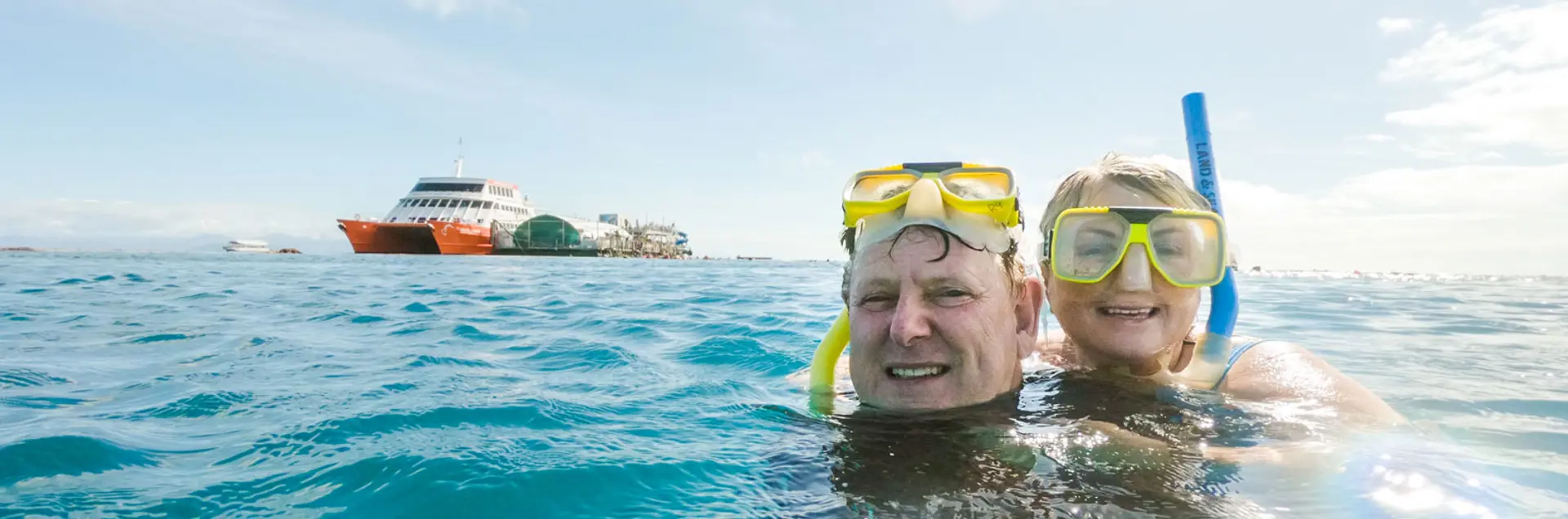 Mark and Cathy Fren snorkeling at Moore Reef